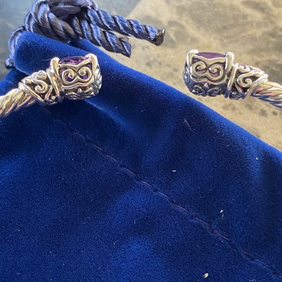 NWT Samuel B. 3mm Sterling Silver 18K Gold Amethyst Glow Bangle Cuff - Picture 5 of 11